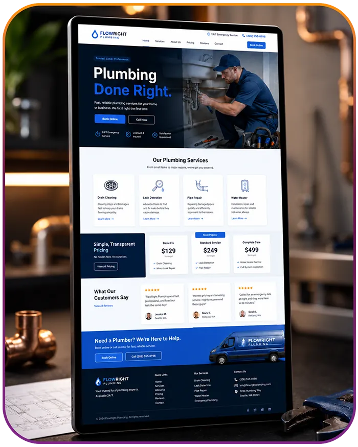 Flowright plumbing website starter kit