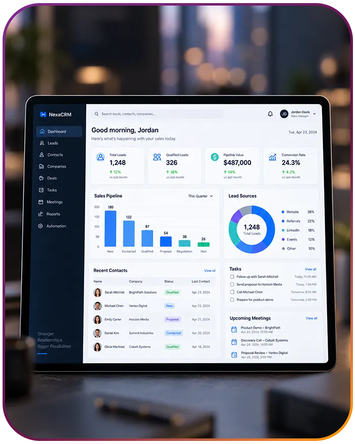 NexaCRM sales dashboard starter kit